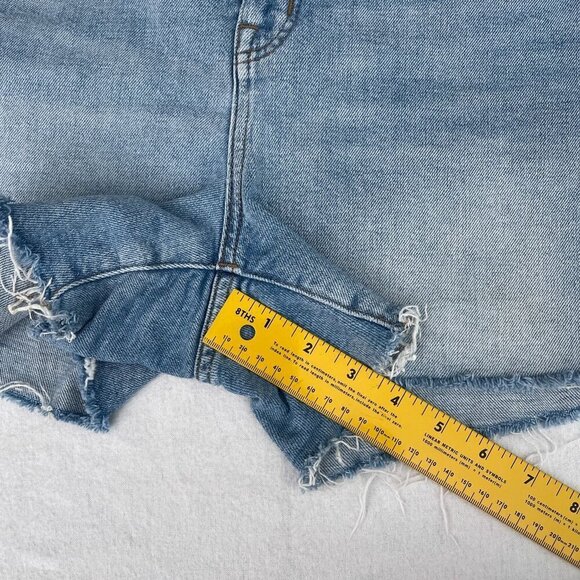 Madewell High-Rise Denim Shorts Frayed Hem Blue Wash Cotton Stretch Size 32 - Picture 11 of 13